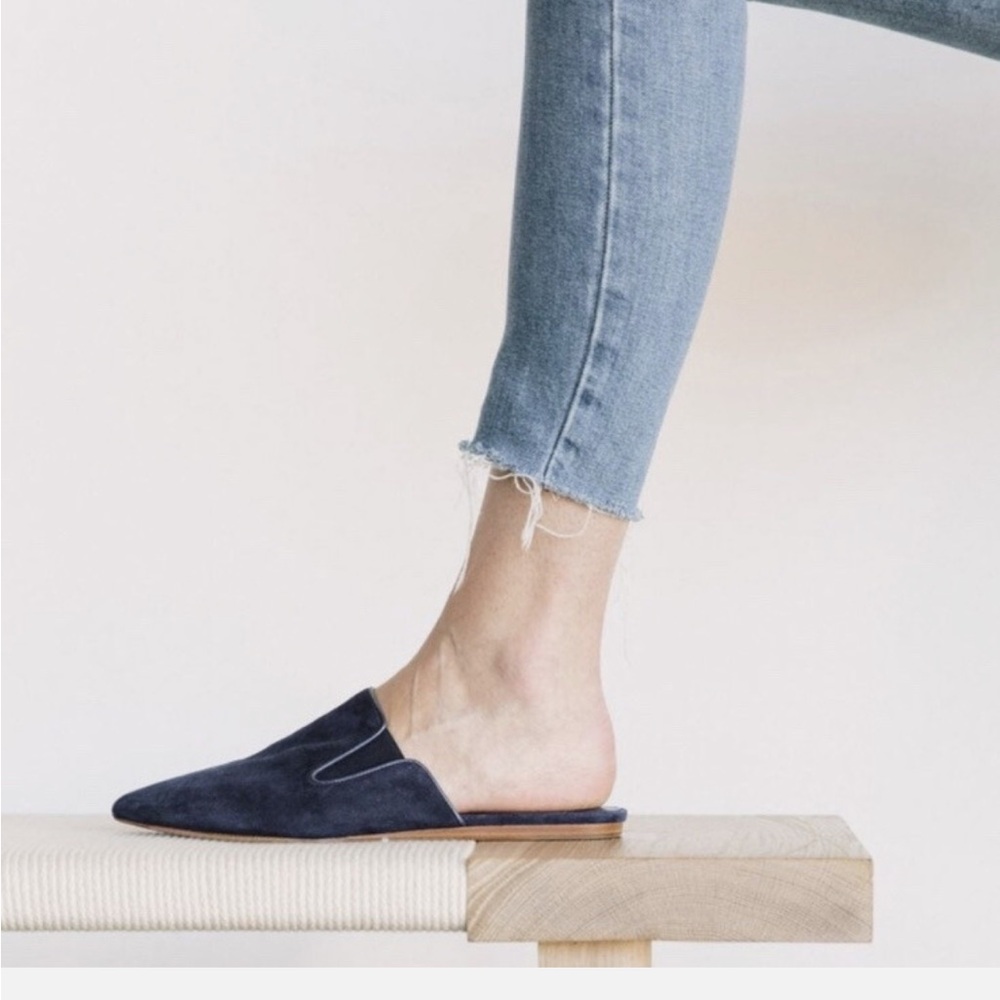 Jenni Kayne Dark Blue Suede Mules